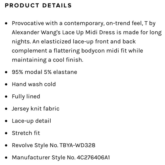 T by Alexander Wang Lace Up Dress sz XS NWT $325 - Picture 4 of 12